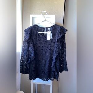 Anthropologie Black Lace Blouse